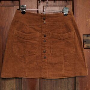 2 for $20 Living Doll Rust Copper Corduroy Mini-Skirt w/Copper Buttons Sz M